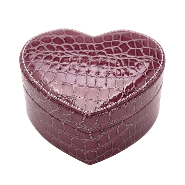 Two-layer Heart Shape Small Jewelry Box Synthetic Leather Rings and Earrings Mirrored Travel Storage Case