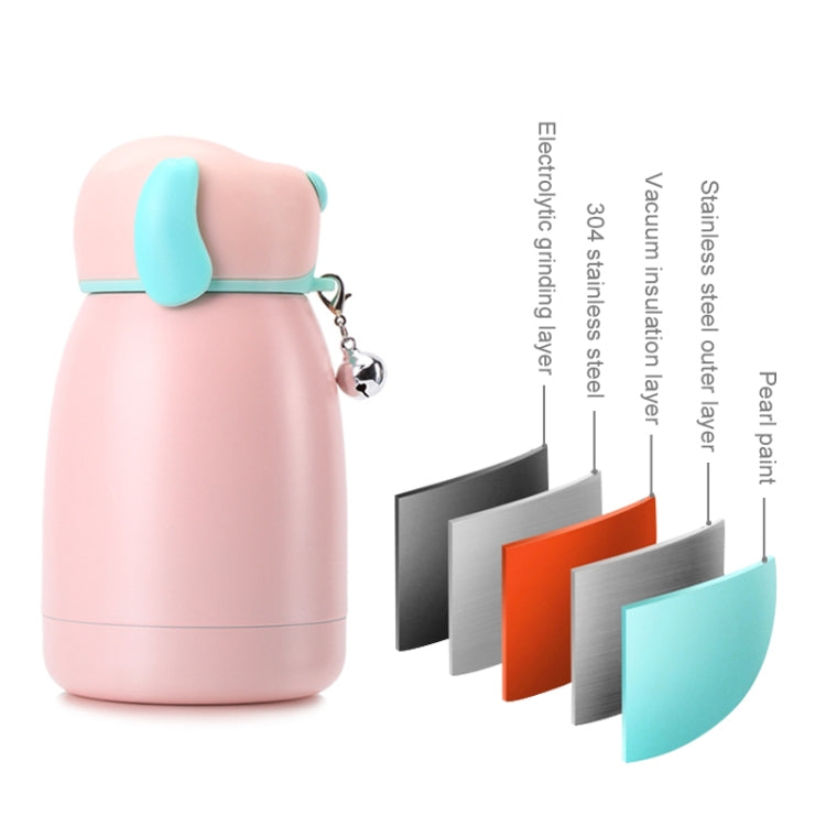 300mL Cartoon Puppy Shape with Bell Mug Cute Portable Children Student Stainless Steel Cup
