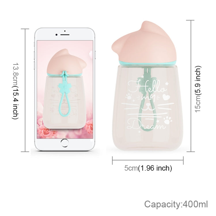 400mL Cartoon Wit Cat Space Cup Cute Fresh Girls Students Children Drop-proof Plastic Cup