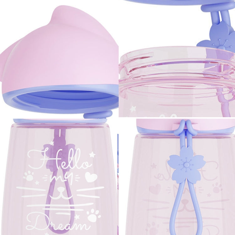 400mL Cartoon Wit Cat Space Cup Cute Fresh Girls Students Children Drop-proof Plastic Cup