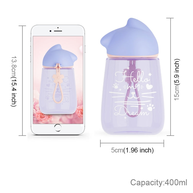 400mL Cartoon Wit Cat Space Cup Cute Fresh Girls Students Children Drop-proof Plastic Cup