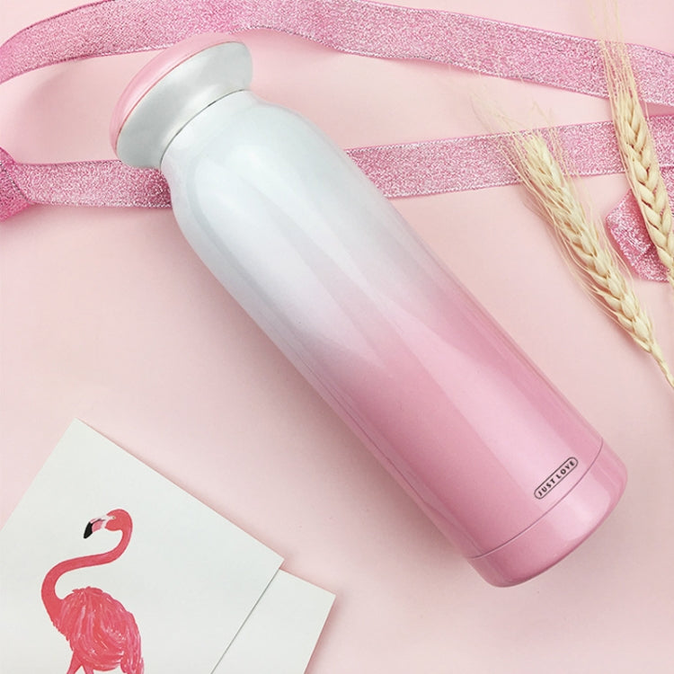360mL Gradient Color Double-layer Stainless Steel Vacuum Flask Femael  Student Couple Girlfriends Gift Cup(Pink)