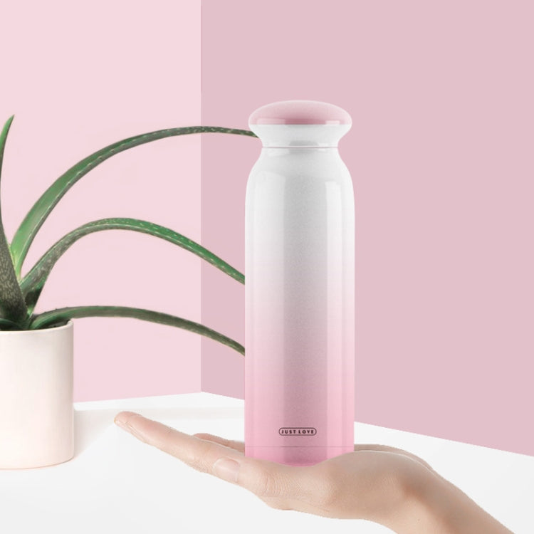 360mL Gradient Color Double-layer Stainless Steel Vacuum Flask Femael  Student Couple Girlfriends Gift Cup(Pink)