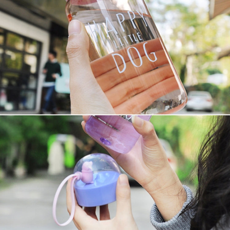 450mL Lovely Little Cute Dog Series Space Cup Student Plastic Handy Cup with Lid and Rope