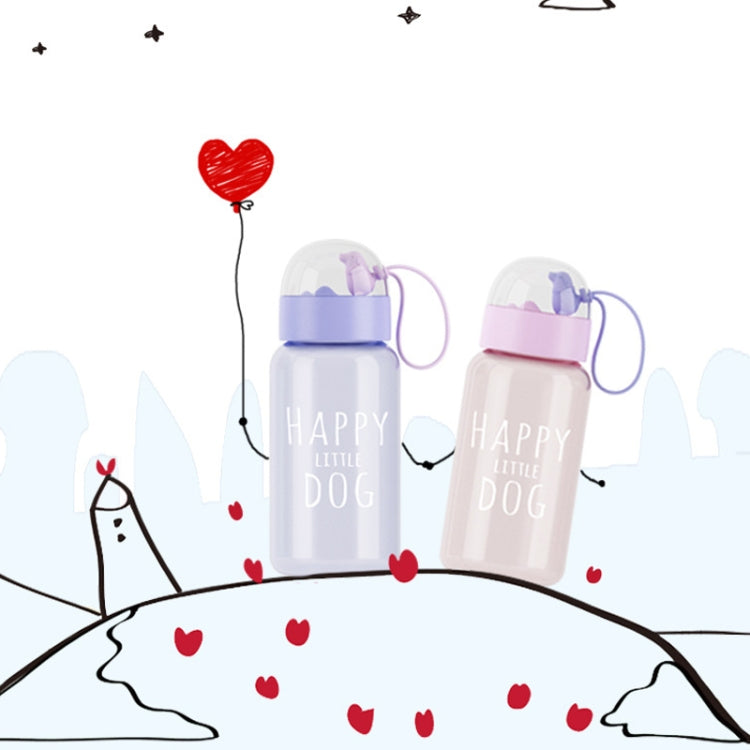 450mL Lovely Little Cute Dog Series Space Cup Student Plastic Handy Cup with Lid and Rope
