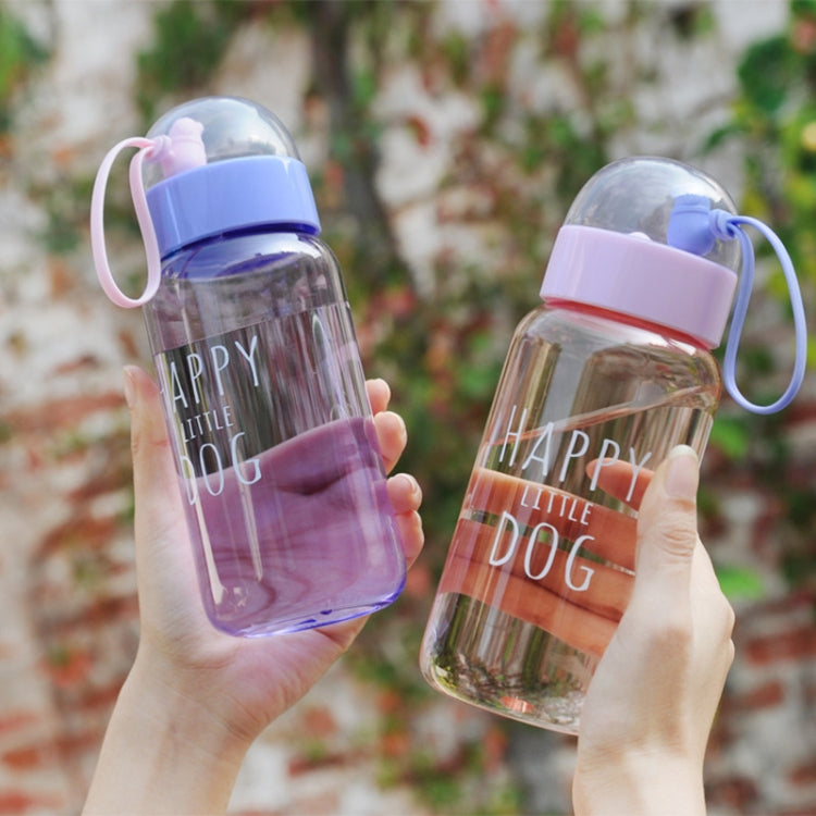 450mL Lovely Little Cute Dog Series Space Cup Student Plastic Handy Cup with Lid and Rope