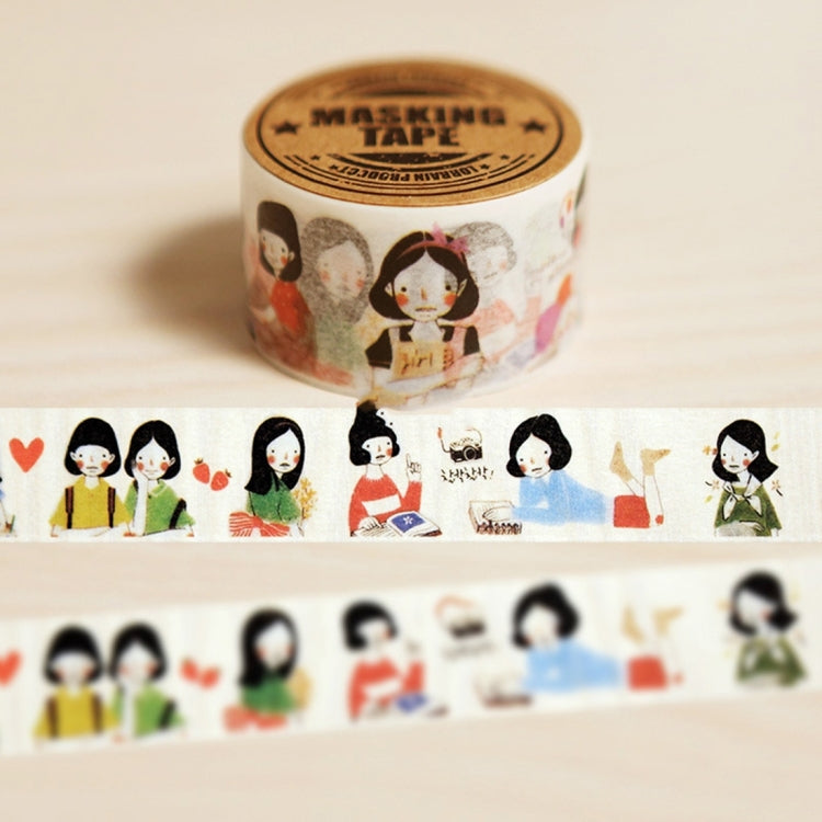 2 PCS Creative Color Girls Series DIY Notebook Decorative Hand Tearing Tape Washi Tape School Office Stationery, Random Delivery