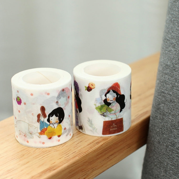2 PCS Creative Color Girls Series DIY Notebook Decorative Hand Tearing Tape Washi Tape School Office Stationery, Random Delivery