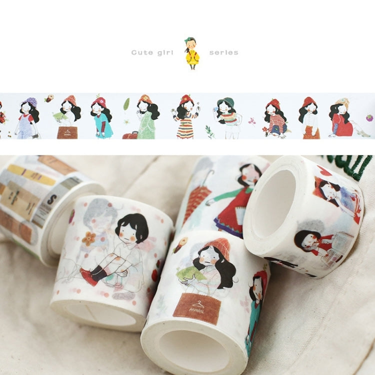 2 PCS Creative Color Girls Series DIY Notebook Decorative Hand Tearing Tape Washi Tape School Office Stationery, Random Delivery
