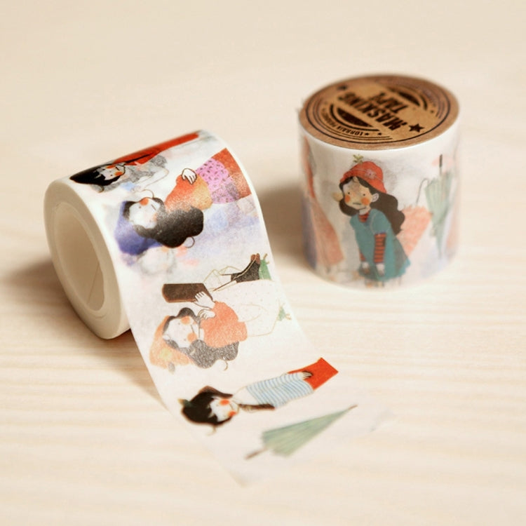 2 PCS Creative Color Girls Series DIY Notebook Decorative Hand Tearing Tape Washi Tape School Office Stationery, Random Delivery