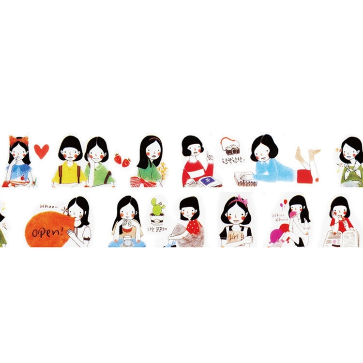 2 PCS Creative Color Girls Series DIY Notebook Decorative Hand Tearing Tape Washi Tape School Office Stationery, Random Delivery