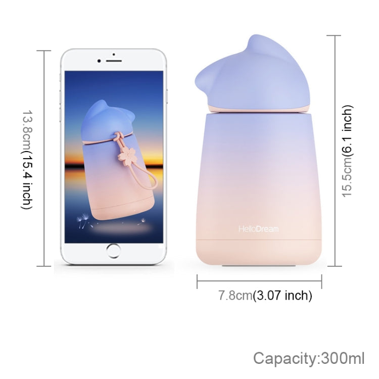300mL Lady Wit Cat Stainless Steel Mug Gradient Cute Lovely Cup