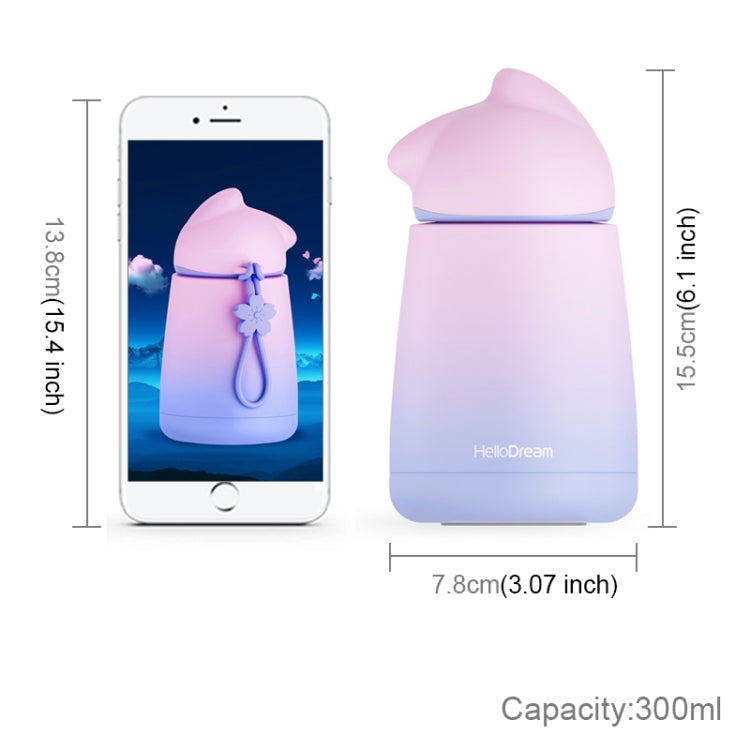 300mL Lady Wit Cat Stainless Steel Mug Gradient Cute Lovely Cup