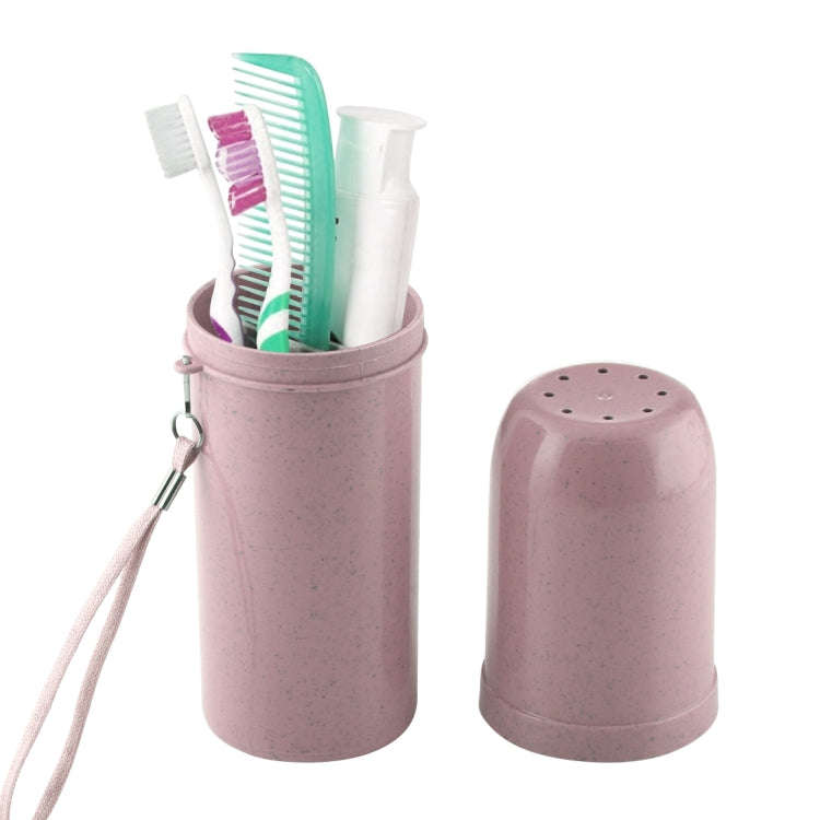 Creative Wheat Straw Tooth Brush Holder Cup Travel Wash Gargle with Lanyard