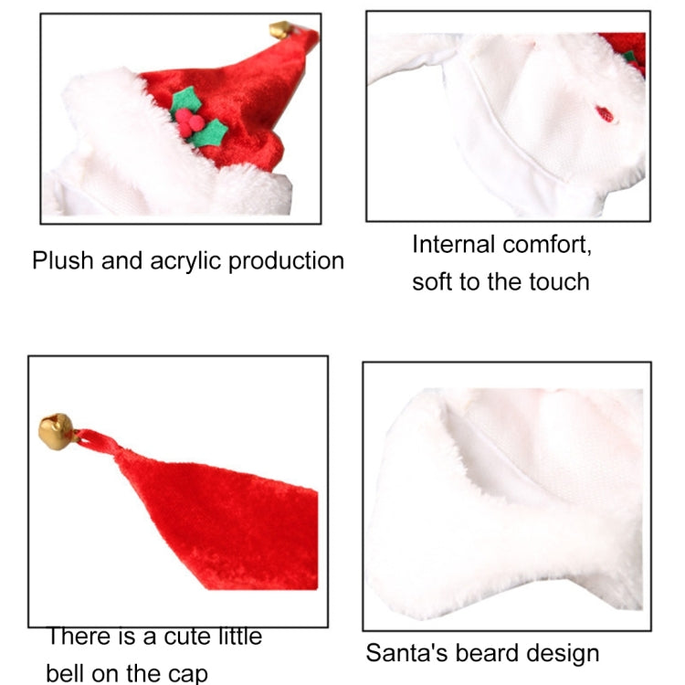 Western Santa Claus Beards Pet Dog Christmas Hat, Acrylic Comfortable Cats Dressing Up Christmas Hat with Bell(Red)