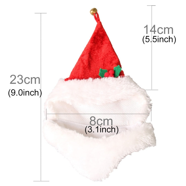Western Santa Claus Beards Pet Dog Christmas Hat, Acrylic Comfortable Cats Dressing Up Christmas Hat with Bell(Red)