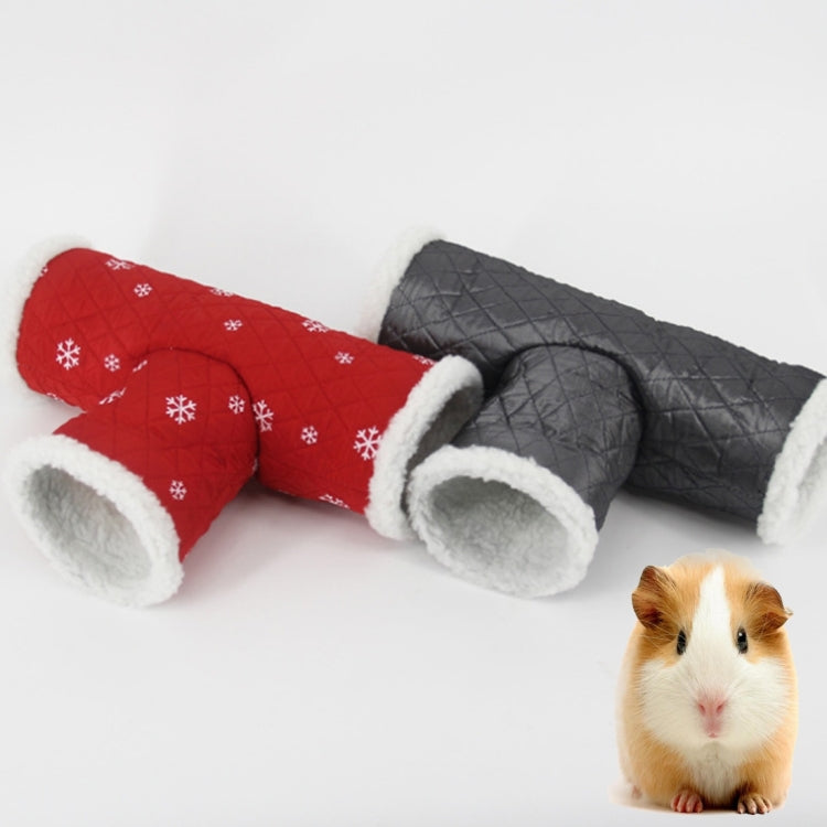 Winter Hedgehog T Shape Tunnel Snowflake Pattern Cotton Three Channels, Chinchilla Hamster Warm Three Channels Toy, Random Color Delivery