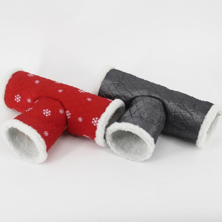 Winter Hedgehog T Shape Tunnel Snowflake Pattern Cotton Three Channels, Chinchilla Hamster Warm Three Channels Toy, Random Color Delivery