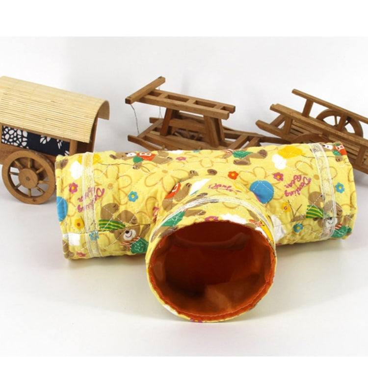 Spring and Autumn Cartoons Pattern Guinea Pig Hedgehog Tunnel Toy, Spider Chinchilla Hamster Three Channels Toy, Random Color Delivery