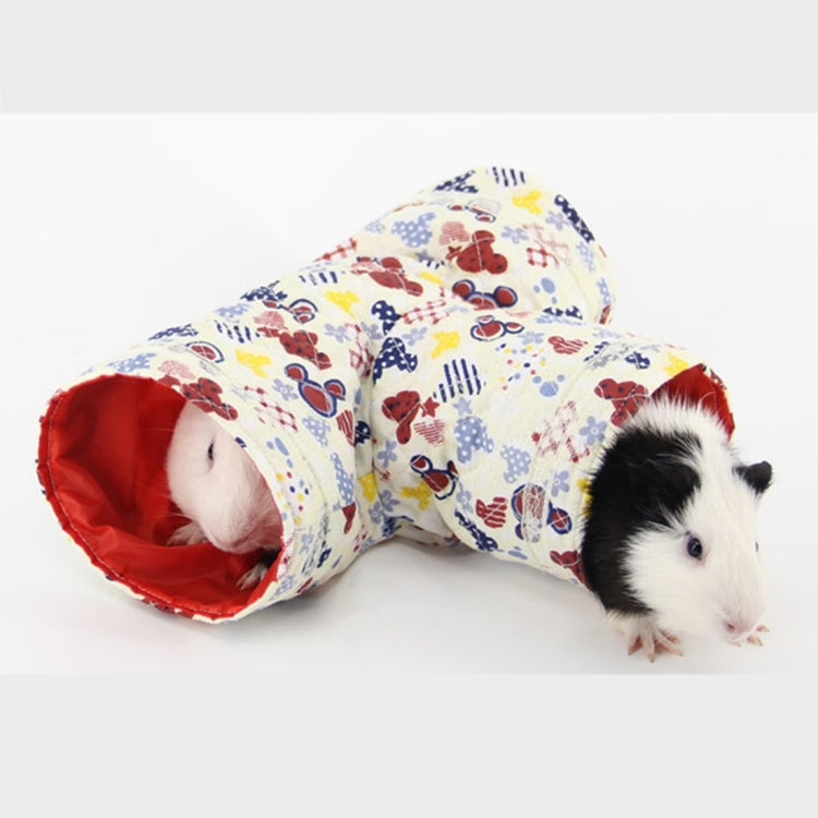 Spring and Autumn Cartoons Pattern Guinea Pig Hedgehog Tunnel Toy, Spider Chinchilla Hamster Three Channels Toy, Random Color Delivery