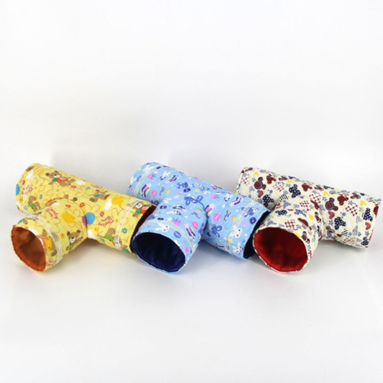 Spring and Autumn Cartoons Pattern Guinea Pig Hedgehog Tunnel Toy, Spider Chinchilla Hamster Three Channels Toy, Random Color Delivery