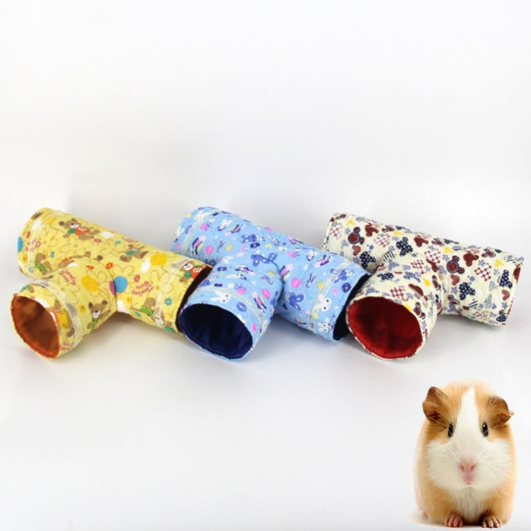 Spring and Autumn Cartoons Pattern Guinea Pig Hedgehog Tunnel Toy, Spider Chinchilla Hamster Three Channels Toy, Random Color Delivery