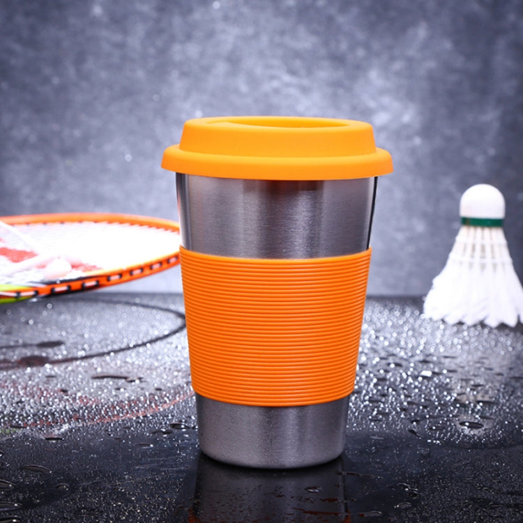 500ml Single Wall Electropolished Stainless Steel Curling Edge Beverage Cup With Rubber Circle Band And Cap
