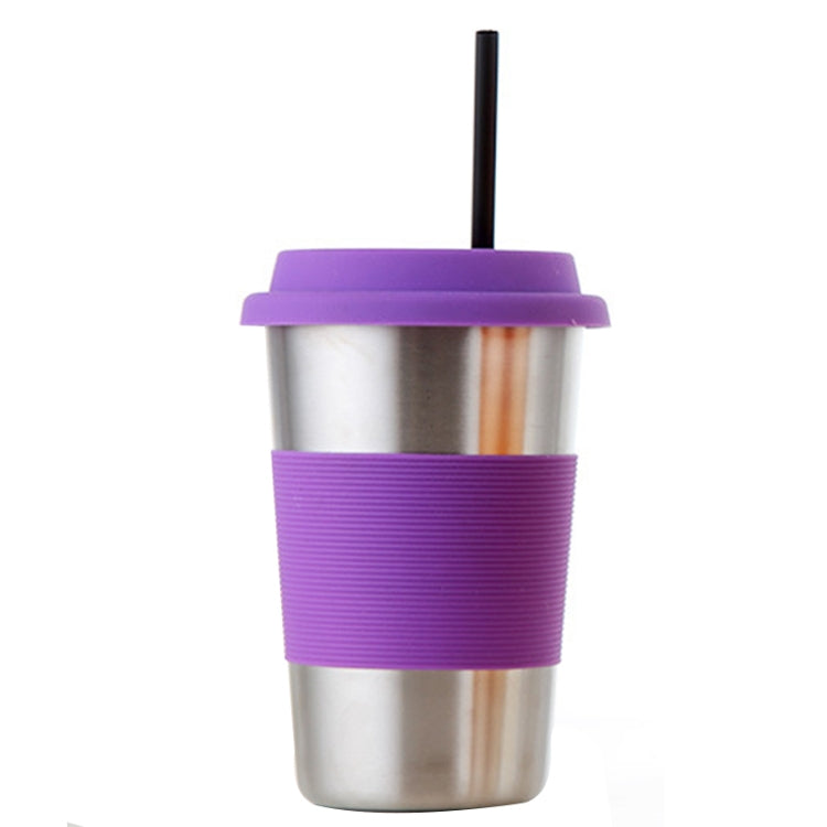 500ml Single Wall Electropolished Stainless Steel Curling Edge Beverage Cup With Rubber Circle Band And Cap