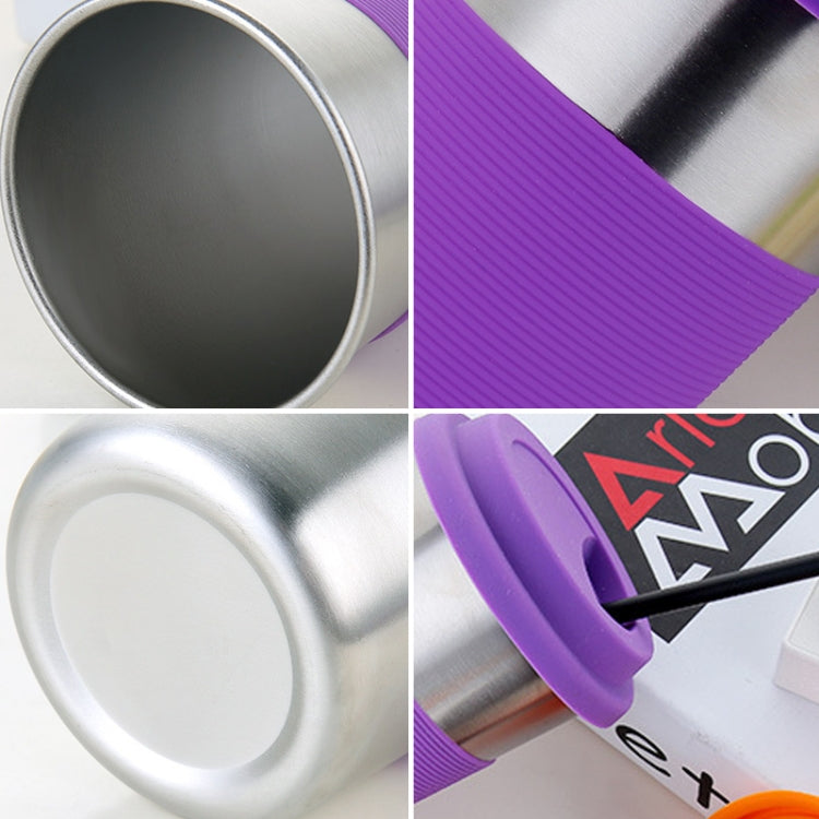 500ml Single Wall Electropolished Stainless Steel Curling Edge Beverage Cup With Rubber Circle Band And Cap