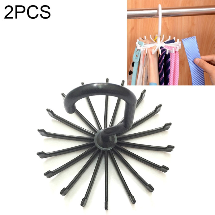 2 PCS 18 Claws 360 Degree Rotatable Tie Rack Belt Scarf Hanger Holder, Size: L