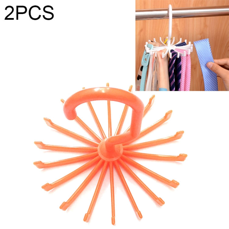 2 PCS 18 Claws 360 Degree Rotatable Tie Rack Belt Scarf Hanger Holder, Size: L
