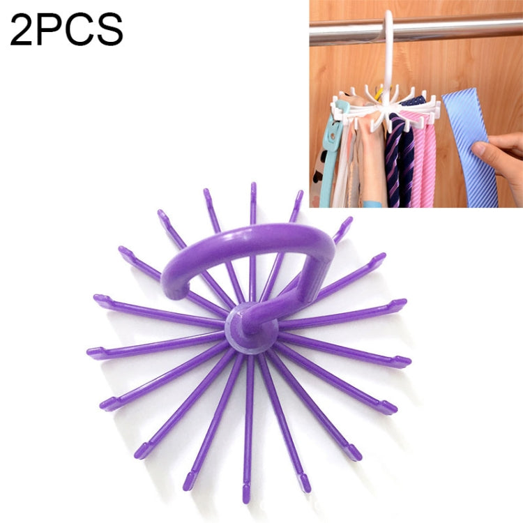 2 PCS 18 Claws 360 Degree Rotatable Tie Rack Belt Scarf Hanger Holder, Size: L