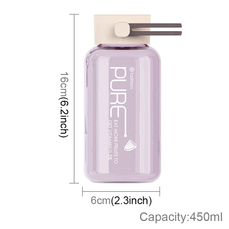 450mL Simple Transparent Pure Color Plastic Cup Fashionable Portable Leak-proof Student Couple Cute Handy Cup