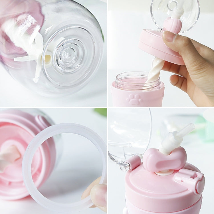 500mL Portable Coffee Milk Tea Beverage Cup Manual Stir Bar Straw Personality Fresh Cat Cup