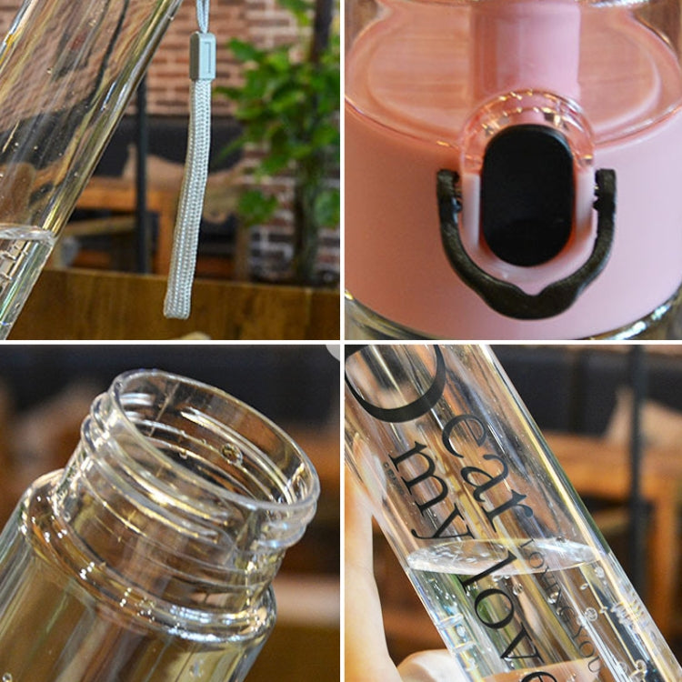 400ml Leak Proof Friendly PP-Made Transparent Beverage Bottle With Cap And Handle String