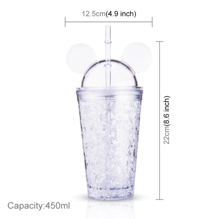 450ml Leak Proof Double Layer AS-Made Beverage Cute Bottle with Cap And Straw for Summer Day