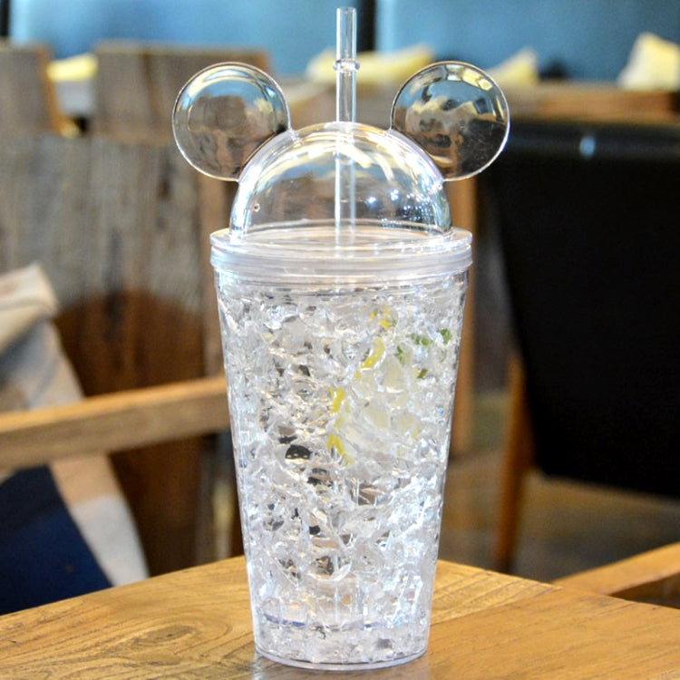 450ml Leak Proof Double Layer AS-Made Beverage Cute Bottle with Cap And Straw for Summer Day