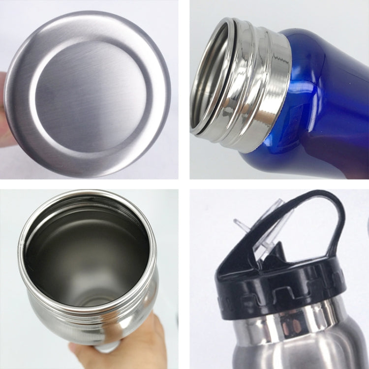 500ml Outdoor Healthy Sports Mug Single-layer Stainless Steel Curved Cup with Straw and Rope(Blue)