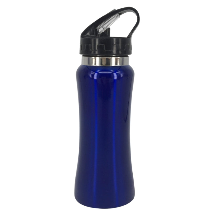 500ml Outdoor Healthy Sports Mug Single-layer Stainless Steel Curved Cup with Straw and Rope(Blue)