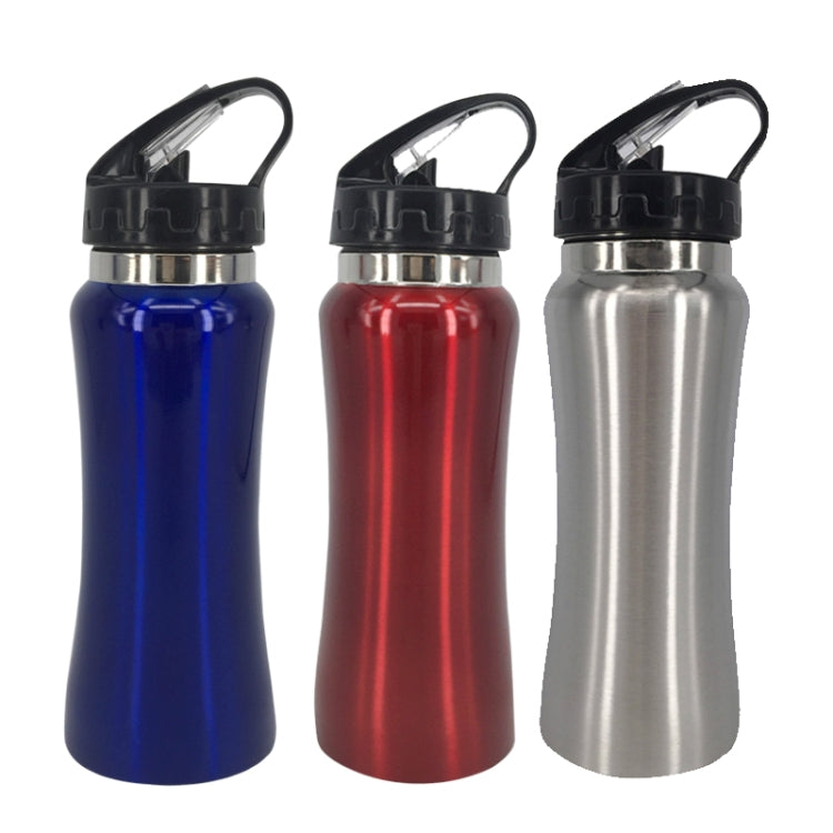 500ml Outdoor Healthy Sports Mug Single-layer Stainless Steel Curved Cup with Straw and Rope(Blue)