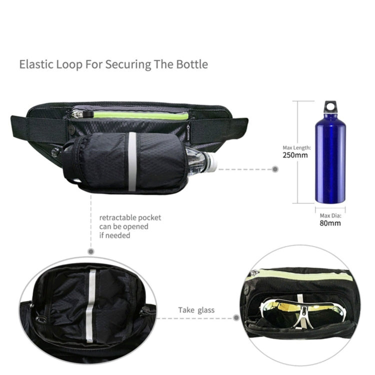 Multi-function Fashion Outdoor Sports Fitness Nylon Bag Water Bottle Waist Bag (Black)
