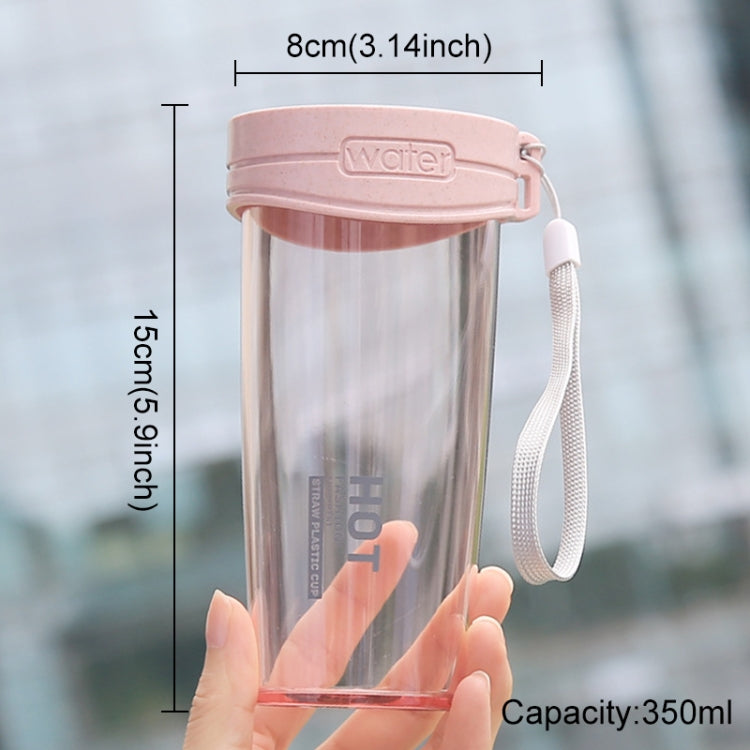 350ml Leak Proof  Brief Transparent Plastic Water Bottle With Handle Strap For Outdoor, Home And Office Using