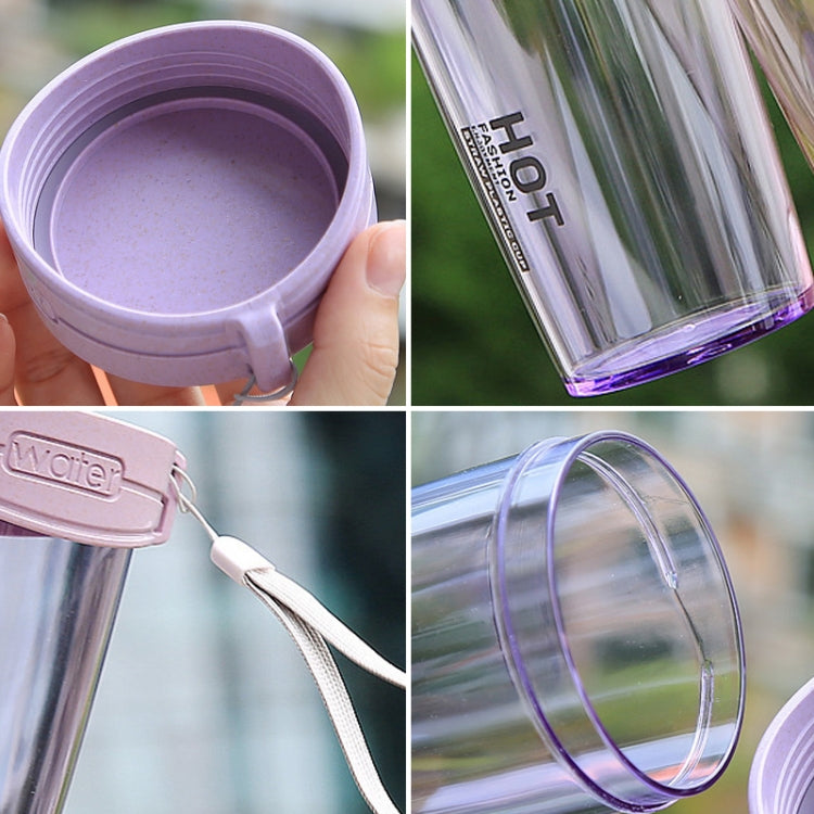 350ml Leak Proof  Brief Transparent Plastic Water Bottle With Handle Strap For Outdoor, Home And Office Using