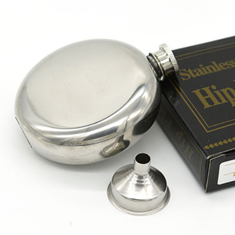 140mL(5oz) Men Mirror Handy Hip Flask Stainless Steel Portable Round Jug (With Small Funnel)(Silver)