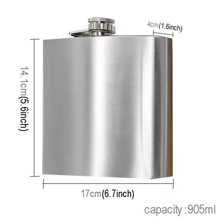 905mL(32oz) Outdoor Sports Large-capacity Wine Bottle with Holster Stainless Steel Hip Flask (with Medium Funnel)(Silver)