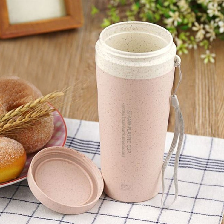 300ml  Wheat Straw Cellulose Made Leak Proof Double Layer Water Bottle With Handle Strap