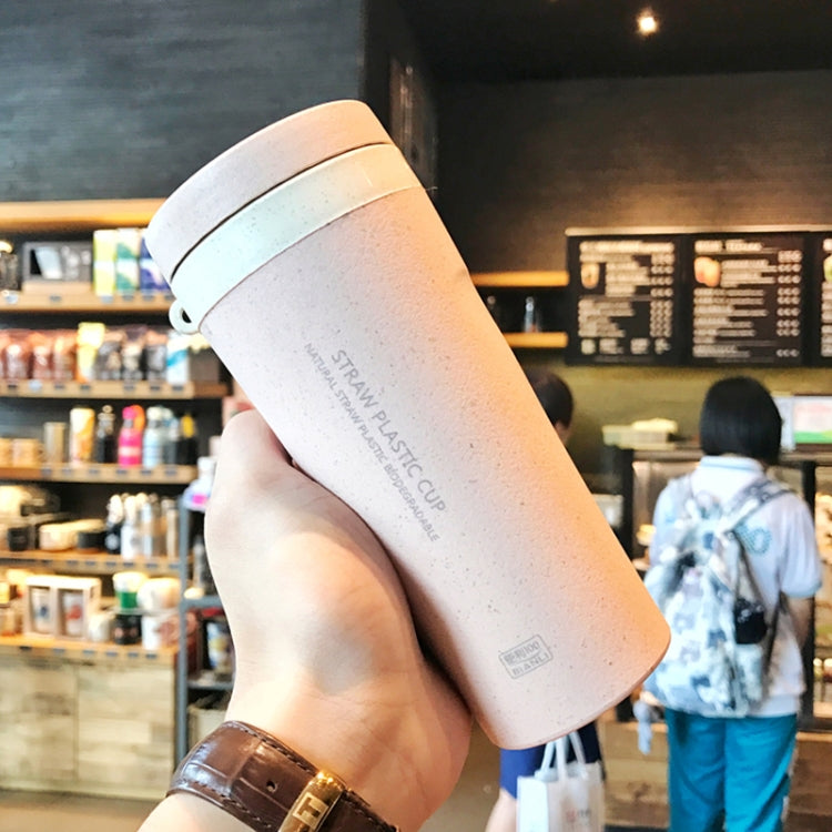 300ml  Wheat Straw Cellulose Made Leak Proof Double Layer Water Bottle With Handle Strap
