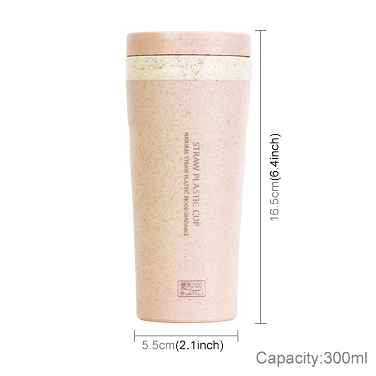 300ml  Wheat Straw Cellulose Made Leak Proof Double Layer Water Bottle With Handle Strap