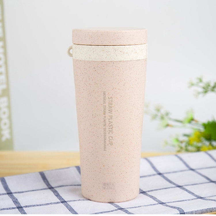 300ml  Wheat Straw Cellulose Made Leak Proof Double Layer Water Bottle With Handle Strap