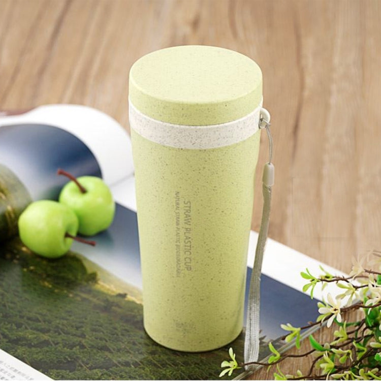 300ml  Wheat Straw Cellulose Made Leak Proof Double Layer Water Bottle With Handle Strap